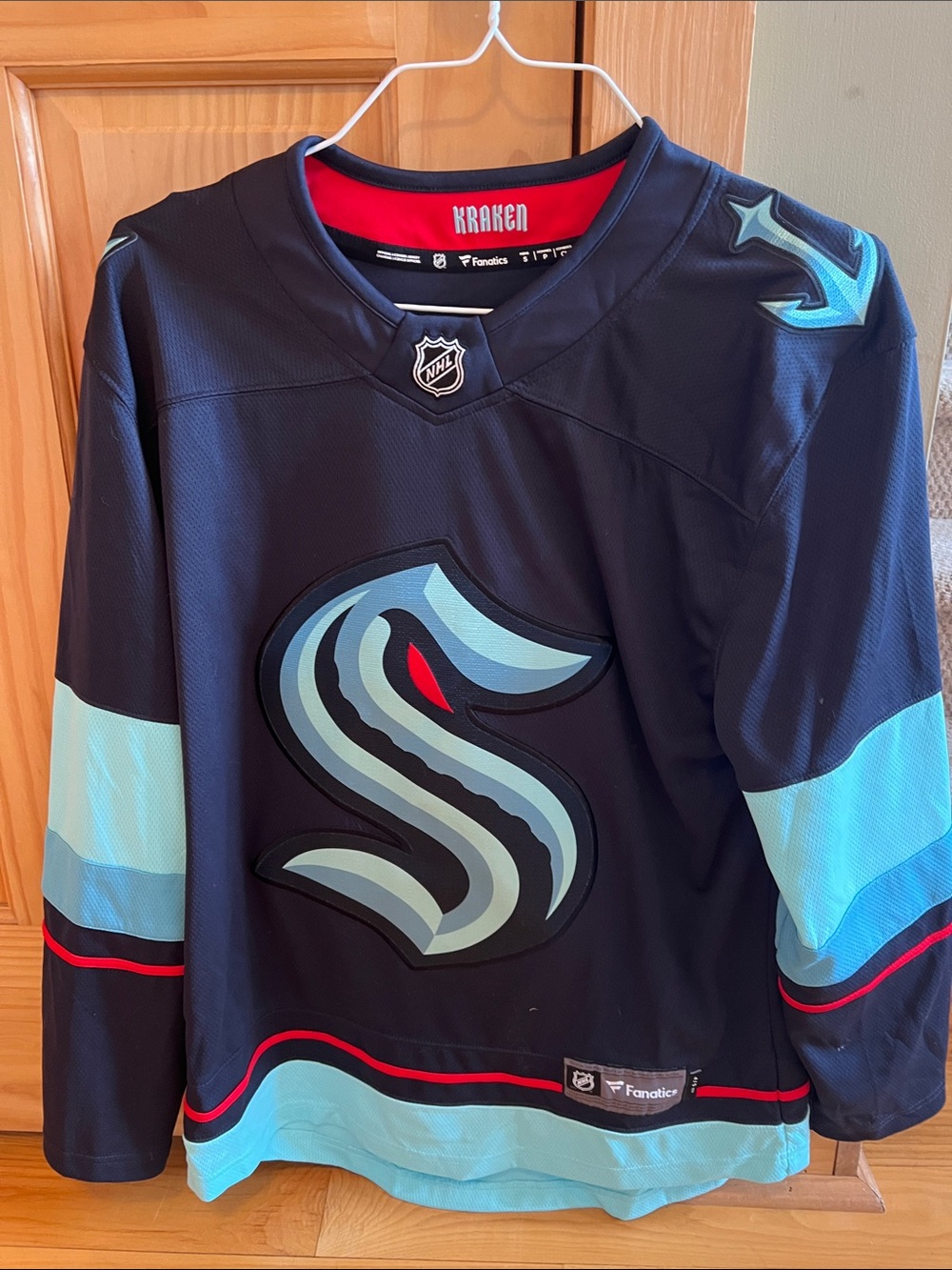 Fanatics Seattle Kraken Navy with Light Blue & Red Accents Hockey Jersey